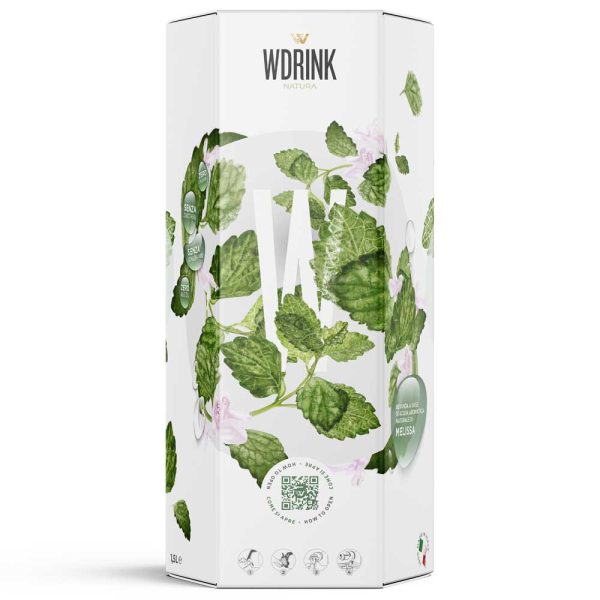 WDRINK NATURA alla melissa. Il wellness drink 100% made in italy. Distillato analcolico, naturale, senza conservanti con zero zuccheri e zero calorie.