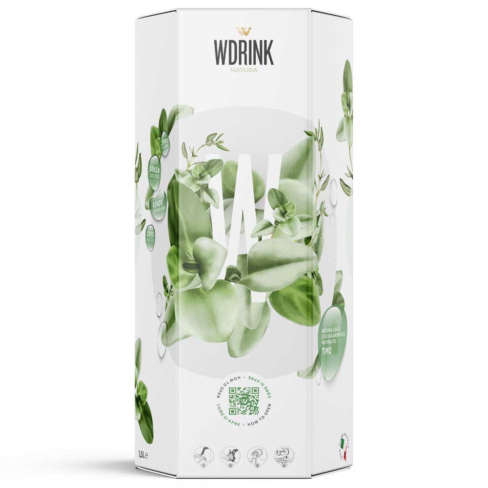 WDRINK NATURA al timo. Il wellness drink 100% made in italy. Distillato analcolico, naturale, senza conservanti con zero zuccheri e zero calorie.