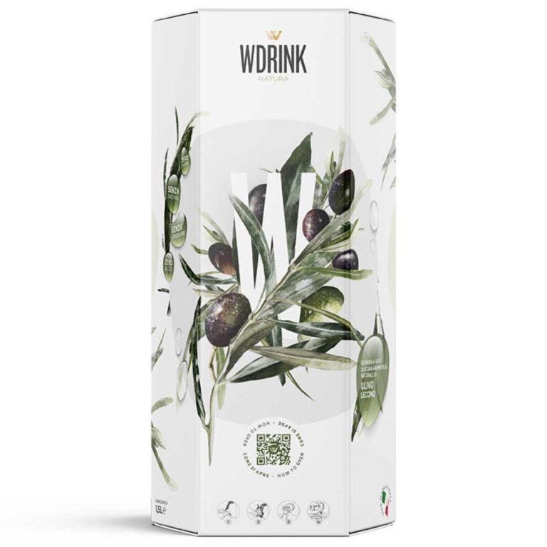 WDRINK NATURA all'ulivo leccino. Il wellness drink 100% made in italy. Distillato analcolico, naturale, senza conservanti con zero zuccheri e zero calorie.